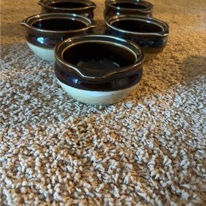 Set of Ceramic Bowls with Dark and Light Glaze great for onion soup 5 bowls